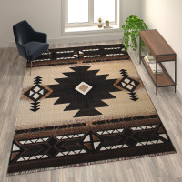 Flash Furniture ACD-RGKGYH-810-BN-GG Mohave Collection 8' x 10' Brown Traditional Southwestern Style Area Rug - Olefin Fibers with Jute Backing